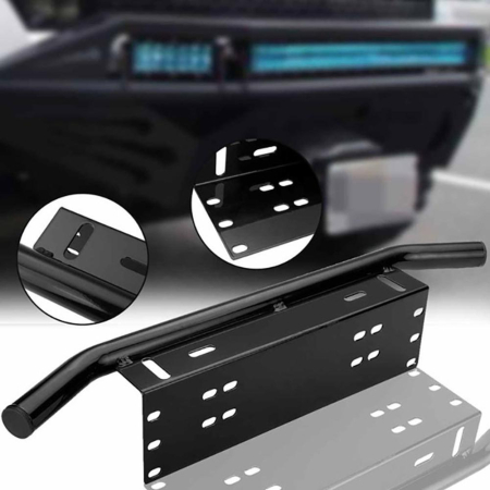 Accesorii Off-Road - Bullbar aluminiu vopsit in camp electrostatic cu suport numar si proiectoare pentru vehicule offroad, culoare Neagra