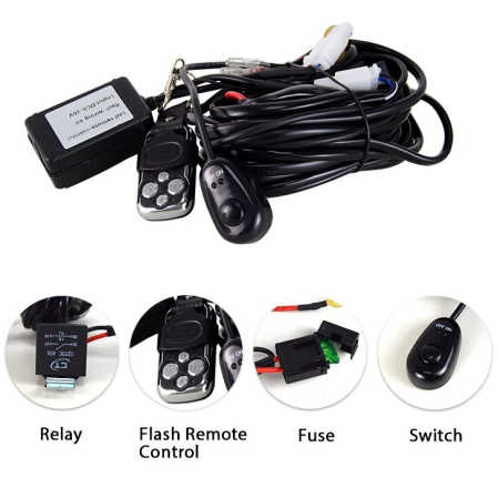Cablaj pentru proiectoare LED cu telecomanda, functii strobo, relee si sigurante incluse, alimentare 12V [1]