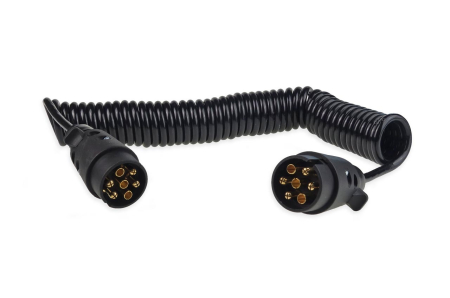Accesorii Camioane si Remorci - Cablu electric pentru remorca spiralat cu prize 7PIN 12V 6m