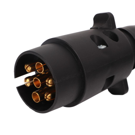Cablu electric spiralat pentru remorca sau rulota cu 2 mufe Tata/Tata cu 7 pini, lungime 2.5m, culoare Neagra [1]