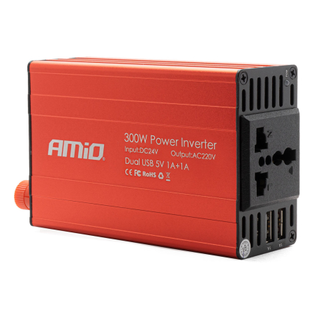 Invertoare & Convertoare - Convertor de tensiune 24V -> 230V, 300W/600W, 2 x USB 5V