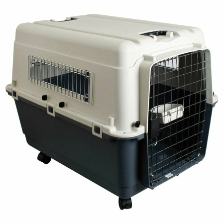 Pet Shop - Cusca pentru transport Caini sau Pisici, Karlie Nommand, marime L, dimensiuni 81 x 56 x 59 cm, culoare Gri/Alb