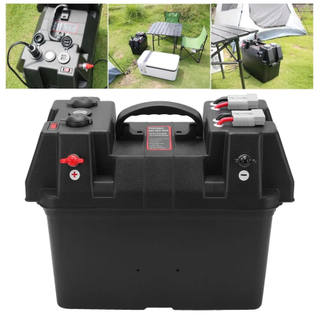 Accesorii Casa>Accesorii Calatorie - Cutie Ermetica SMART pentru baterie auto, multifunctionala cu terminale externe, voltmetru, pentru calatorii, camping, ambarcatiuni, rulote