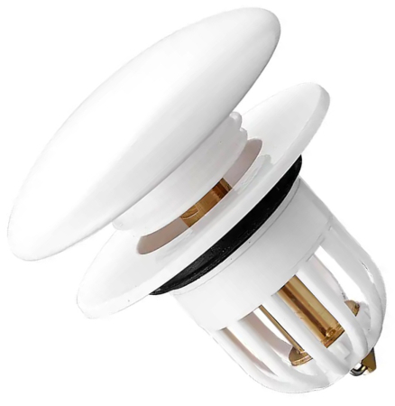 Accesorii Casa>Baie - Bucatarie - Dop scurgere chiuveta, universal, deschidere cu click, material oÈ›el, diametru exterior 66 mm, culoare Alba