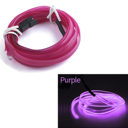 Accesorii Autoturisme - Fir Neon Auto "EL Wire" culoare Mov, lungime 1M, alimentare 12V, droser inclus