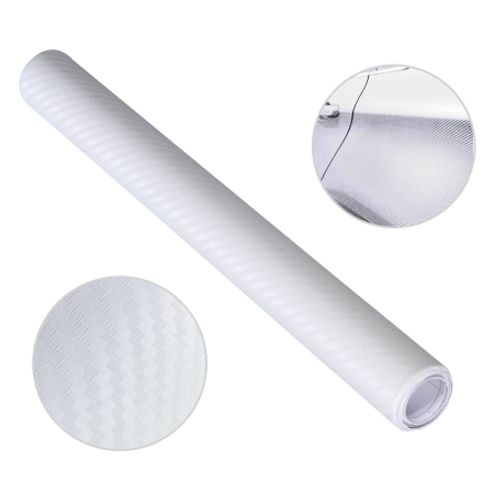 Folie colantare auto Carbon 3D - Alb (3m x 1,27m) [1]