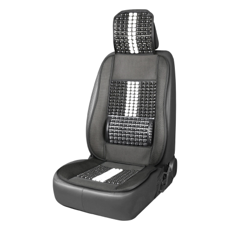 Huse Auto - Husa scaun auto cu bile de masaj, suport lombar si tetiera, dimensiuni 131 x 46 cm, culoare Neagra
