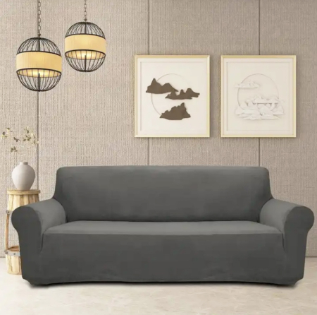 Accesorii Casa - Husa universala pentru canapea standard cu 3 locuri, imitatie catifea, culoare GRI