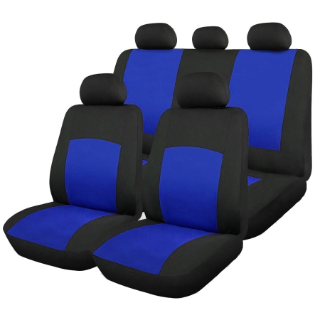 Huse Auto - Huse Scaun Auto, 9 piese, universale, culoare Albastru-Negru