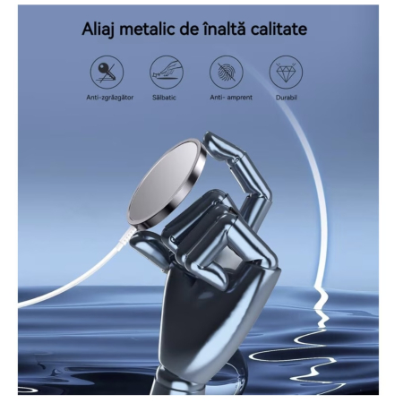 Incarcator Magnetic Wireless MagSafe, Incarcare Rapida 15W Fast-Charging, USB-C, compatibil iPhone 16/15/14/13/12/11 Pro Max, AirPods Pro/2, Samsung, Huawei, LG, Xiaomi, Alb [4]