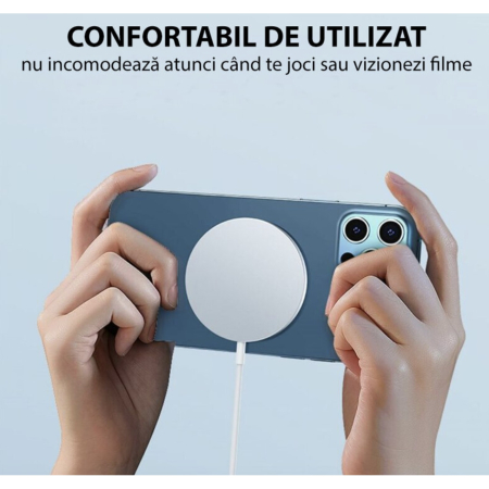 Incarcator Magnetic Wireless MagSafe, Incarcare Rapida 15W Fast-Charging, USB-C, compatibil iPhone 16/15/14/13/12/11 Pro Max, AirPods Pro/2, Samsung, Huawei, LG, Xiaomi, Alb [1]