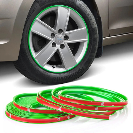 Inele Protectie Jante - Inele de protectie si decor jante, adezive, din plastic flexibil - VERDE