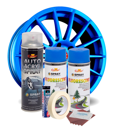 Kit complet reparatie si vopsire jante culoare Albastru Fluorescent, V2 [1]