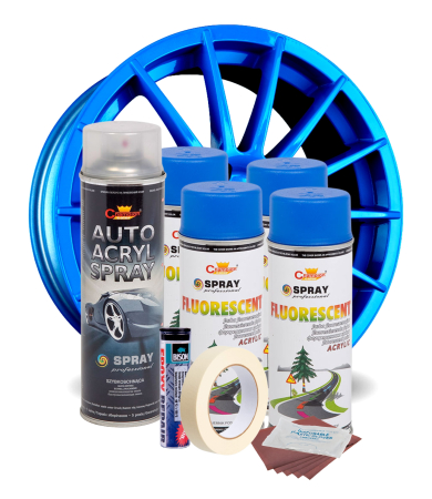 Kit complet reparatie si vopsire jante culoare Albastru Fluorescent, V4 [1]