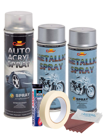 Tuning Auto - Kit complet reparatie si vopsire jante culoare Argintiu Metalizat, V2