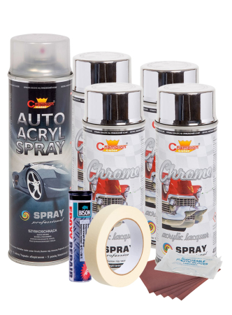 Tuning Auto - Kit complet reparatie si vopsire jante culoare Crom Metalic, V4