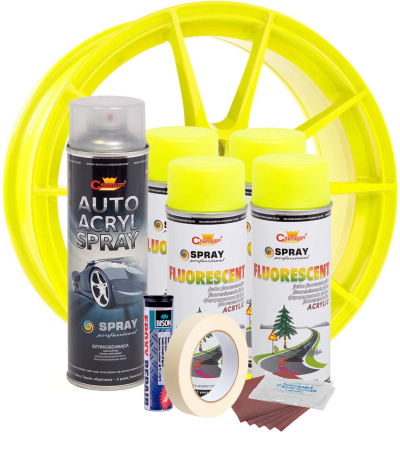 Kit complet reparatie si vopsire jante culoare Galben Fluorescent, V4 [1]