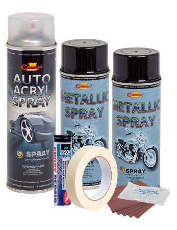 Tuning Auto - Kit complet reparatie si vopsire jante culoare Negru Metalizat, V2