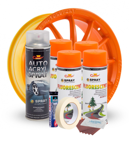 Kit complet reparatie si vopsire jante culoare Orange Fluorescent, V4 [1]