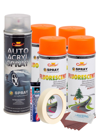 Tuning Auto - Kit complet reparatie si vopsire jante culoare Orange Fluorescent, V4