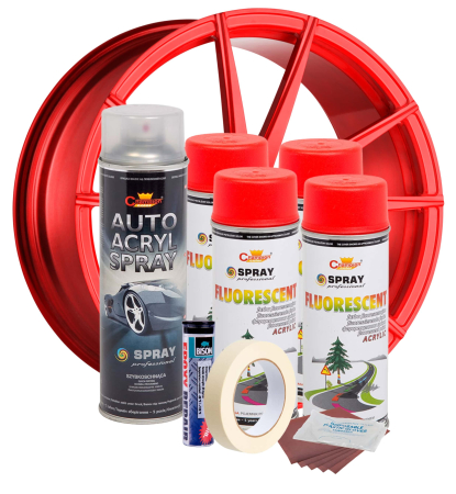 Kit complet reparatie si vopsire jante culoare Rosu Fluorescent, V4 [1]