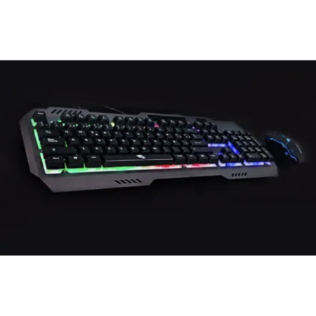 Kit Gaming Tastatura Mecanica si Mouse cu Fir Iluminare Rainbow RGB, Cablu USB, Taste PBT Double-Shot, 104 Butoane, Design Ergonomic, Anti-Praf, Material Dur, Cu Suport pentru Telefon, Negru [5]