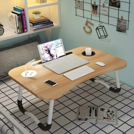 Accesorii Casa>Depozitare - Masa pentru Laptop plianta din MDF, dimensiune 60 x 39,5 cm, cu USB, lampa si ventilator