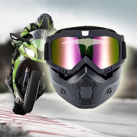 Accesorii Moto - Masca de Protectie cu Ochelari Detasabili, cu destinatie Moto, ATV, SSV, QUAD