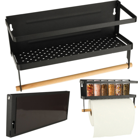 Accesorii Casa>Baie - Bucatarie - Raft magnetic de frigider 2in1, pentru condimente si prosop de bucatarie