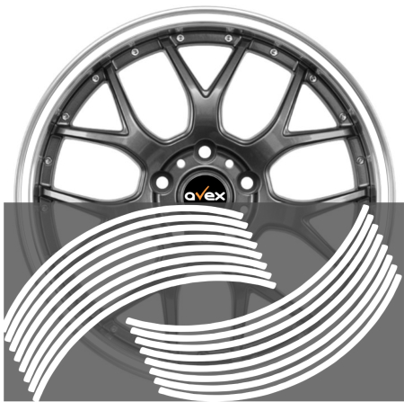 Stickere si Printuri - Set 16 inele din autocolant pentru jante culoare Alb Lucios