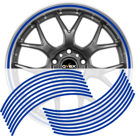 Stickere si Printuri - Set 16 inele din autocolant pentru jante culoare Albastru Lucios