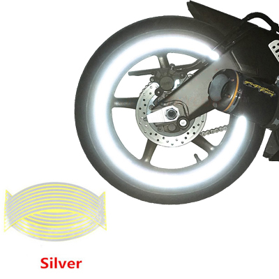 Inele Protectie Jante - Set 16 ornamente Reflectorizante pentru jante auto, moto, culoare Argintiu