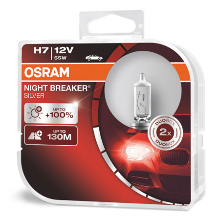 Iluminat Auto - Set 2 becuri cu halogen H7 12V NIGHT BREAKER SILVER + 100%