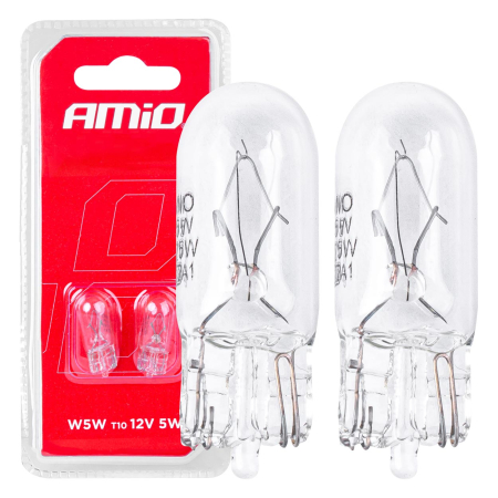 Iluminat Auto - Set 2 becuri cu halogen, soclu T10, W5W, W2.1x9.5d, alimentare 12V