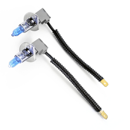Set 2 becuri halogen H3 "HOD HI-POWER", putere 55W, lumina alba 5000K, 12V, imitatie xenon, cu mufe ceramice [1]