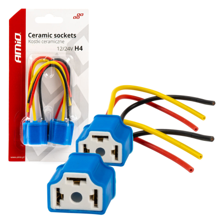 Electrice si Electronice Auto - Set 2 mufe ceramice soclu H4, rezistente termic, 12-24V