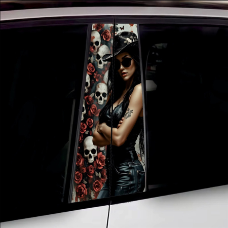 Stickere si Printuri - Set 2 stickere decorative pentru stalpii usilor, print autoadeziv de inalta rezolutie, dimensine 2 buc x 50 x 22 cm , cod: AVX-SSU-09