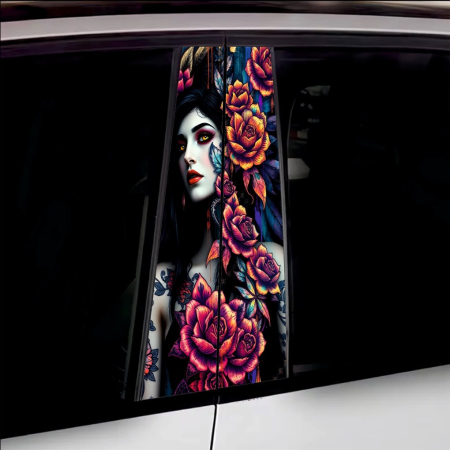 Stickere si Printuri - Set 2 stickere decorative pentru stalpii usilor, print autoadeziv de inalta rezolutie, dimensine 2 buc x 50 x 22 cm , cod: AVX-SSU-21
