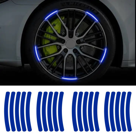 Accesorii Roti - Set 20 bucati Elemente Reflectorizante "Wheel Arch" pentru autoturisme, biciclete, motociclete, atv-uri, scutere, culoare Albastra