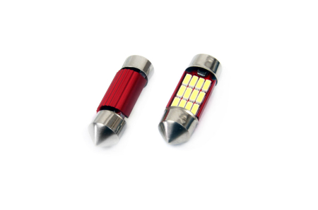 Iluminat Auto - Set becuri auto cu LED CANBUS sofit compatibil C5W 12 SMD 31mm Alb 12/24V, destinat competitiilor auto sau off-road
