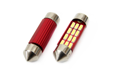 Iluminat Auto - Set becuri auto cu LED CANBUS sofit compatibil C5W 12 SMD 36mm Alb 12/24V, destinat competitiilor auto sau off-road
