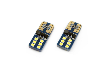 Iluminat Auto - Set becuri auto cu LED CANBUS UltraBright compatibil T10e W5W 12 SMD Alb 12/24V, destinat competitiilor auto sau off-road