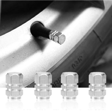 Capace Valva - Set capacele auto pentru ventil hexagon argintiu 4 buc