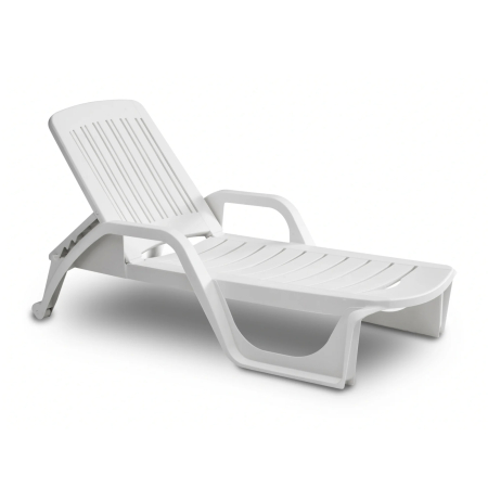 Accesorii Gradina - Sezlong de Plaja sau Gradina, reglabil, dimensiune 190 x 46 x 71 cm, material plastic, culoare Alb