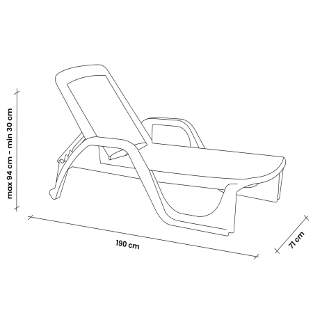 Sezlong de Plaja sau Gradina, reglabil, dimensiune 190 x 46 x 71 cm, material plastic, culoare Alb [1]