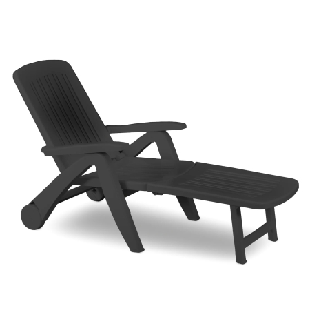 Accesorii Gradina - Sezlong de Plaja sau Gradina, reglabil, dimensiune 190 x 60 x 72 cm, material plastic, culoare Negru