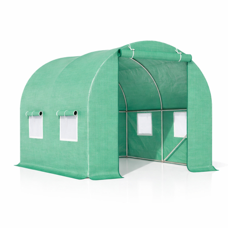 Solar de gradina, dimensiune 200x200x200cm, folie verde PE cu plasa 140g/mp UV, 1 usa, 4 ferestre, teava otel galvanizat de 19mm [1]