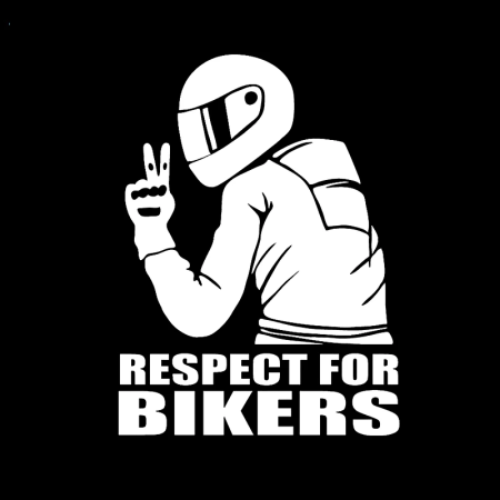 Sticker autoadeziv pentru vehicule Off Road, model "Respect For Bikers", dimensiune 17 x 12 cm, culoare Alba [1]