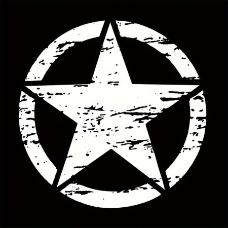 Sticker autoadeziv pentru vehicule Off Road, model "Rusted Army Star", dimensiune 50 x 50 cm, culoare Alba [1]