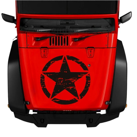 Stickere si Printuri - Sticker autoadeziv pentru vehicule Off Road, model "Rusted Army Star", dimensiune 50 x 50 cm, culoare Neagra